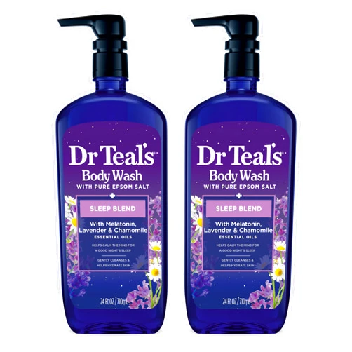 Dr Teal's Sleep Blend Body Wash with Pure Epsom Salt, Melatonin & Essential Oil Blend, 24 fl oz (Pack of 2)