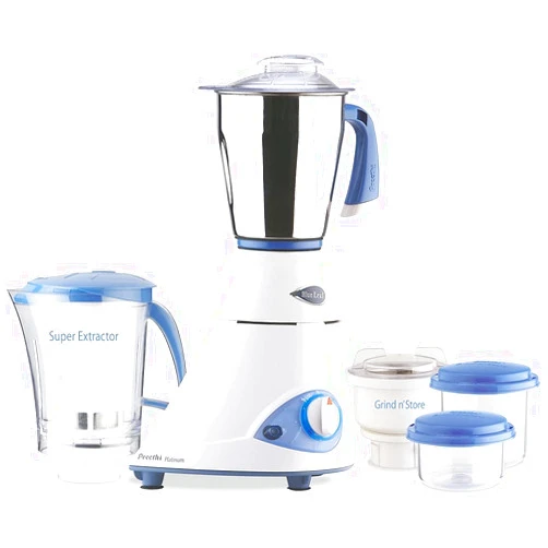 Preethi Blue Leaf Platinum 3-Jar Mixer Grinder, 550-Watt, Stainless Steel
