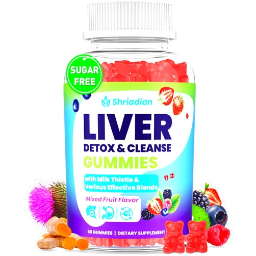 Shriadian Liver Detox Cleanse & Repair Gummies - 2000mg Milk Thistle Liver Gummies, 23-in-1 Herbal with Dandelion Root, Glutathione & Turmeric- for Liver Health, Digestion & Antioxidant - Sugar Free, 60 Counts