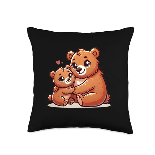 Adorable Family Time Loving Bear Parent with Child Throw Pillow