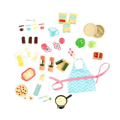 Lori – Play Food for Mini Dolls – Cooking Accessories for 6-Inch Dolls – Pizza, Sushi, Dessert – Dollhouse Set for Kids – 3 Years + – Gourmet Market