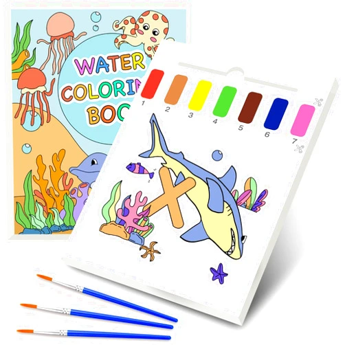 GEWDW Water Painting Books for Kids, Water Colouring Books for Children, Watercolour Paint Set for Kids, Painting Colouring Book Sets Birthday party Gifts (Seabed Animals)