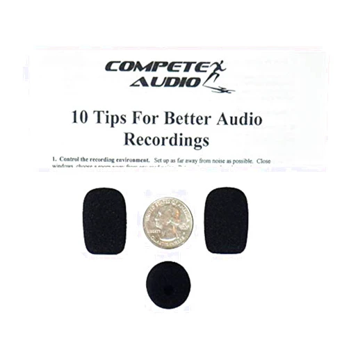 Compete Audio CA525 Small Foam Microphone Windscreens (Microphone Covers) 3-Pack for Telex Airman, Other Headset/Lapel (Lavalier)