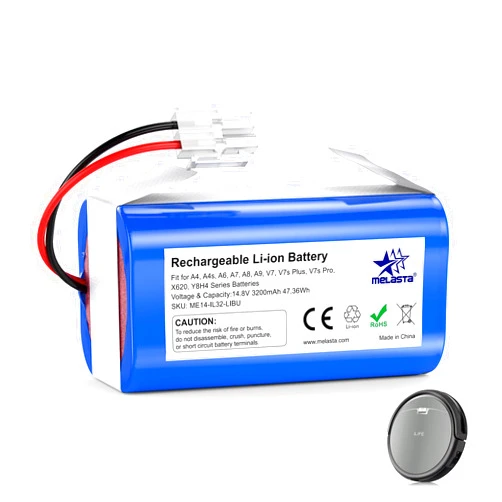 melasta Robot Vacuum Replacement Battery Compatible with ILIFE A4, A4s, A6, A7, A8, A9, V7, V7S Robotic Vacuum Cleaners, 3200mAh, 14.8v