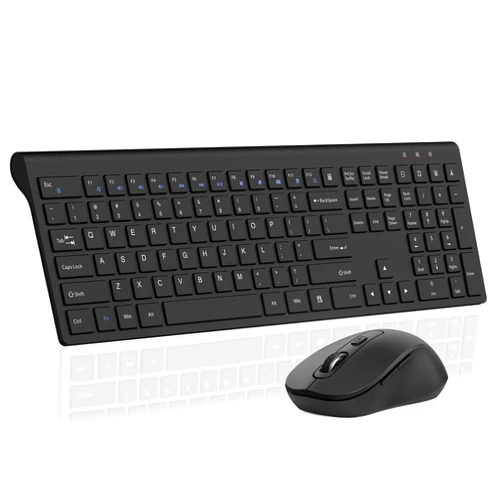 SHUNJINRUN Wireless Mouse and Keyboard Combo, Full-Size Computer Keyboard with Calculator Button, 2400 Dpi Ergonomic Mouse, Ultra-Thin Cordless USB Keyboard and Mouse Set for Laptop Windows Mac - Black