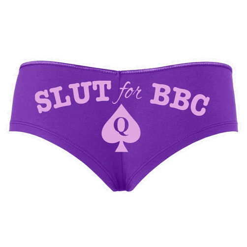 Knaughty Knickers - Slut For BBC - Queen of Spades Boy Short Panties - Love Big Cock Boyshort Underwear