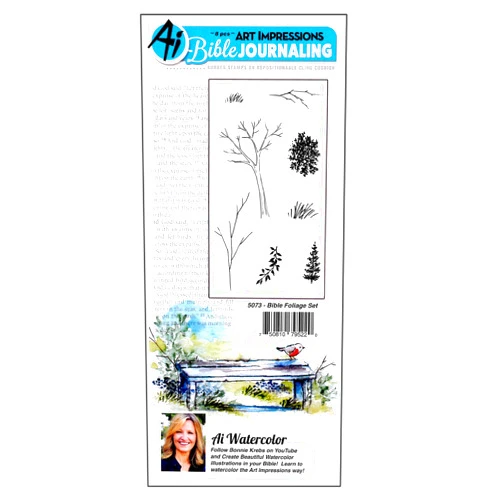 Art Impressions Journaling Watercolor Rubber Stamps-Bible Foliage