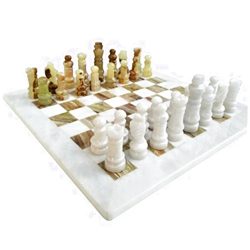 LAVISH CHESS SETS Handmade Staunton White and Green Onyx Marble Chess Board Game Set - Best Board Games for Home Décor Gifts - Suitable for Table Décor - Non Go Board Game - Non Checker Board Game