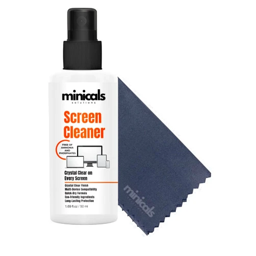 MINICALS Screen Cleaner Spray with Microfiber Cloth, Laptop & TV Screen Cleaner, Versatile for Phones, Cameras & Computers (1.7 fl oz - 1 Pack)
