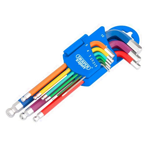Draper 66132 Metric Coloured Hexagon and Ball End 9 Keys Set