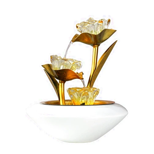 YDSLZQ Fountain Stylish Elegant Tabletop Fountain Gold/Silver Desktop Fountain Office Tabletop Landscape Home Living Room Creative Gift Tranquility (Color : Gray)