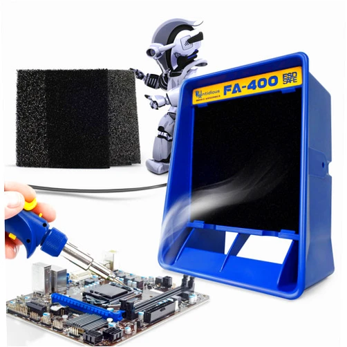 Antidious Fume Extractor Anti-ESD Solder Smoke Absorber Portable Filter for Soldering DIY Fan Extraction Equipment with Spare Activated Carbon for Brazing Welding Soldering, Fume Prevention Remover
