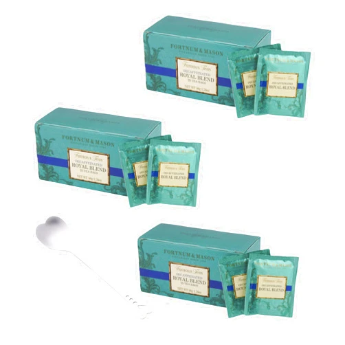 House of Gifts Fortnum and Mason Royal Blend 75 Count Tea Bags (3 Packs) With Spoon Included | Great British Tea gift