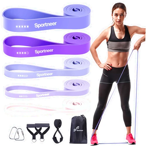 Sportneer Resistance Bands Workout Set: 5 Levels Pull Up Assist Bands 5-130lb with Handles & Door Anchor