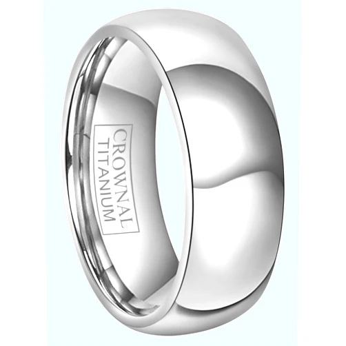 CROWNAL 4mm 6mm 8mm Titanium Wedding Couple Bands Rings Men Women Dome Polished Engraved I Love You Comfort Fit Size 4 To 16