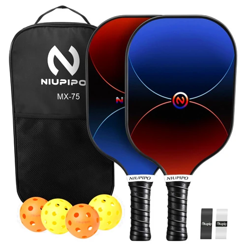niupipo Pickleball Paddles Set of 2, USAPA Approved Pro Graphite Pickleball Rackets, Polypropylene Honeycomb Core, Cushion 4.72In Grip, 4 Balls, Portable Bag/Paddle Cover