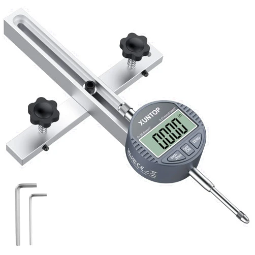 XUNTOP Digital Table Saw Alignment Gauge,1/0.0005in Digital Indicator with CNC Anodized Aluminum Bar Fits 3/4in(19mm) or above Groove Width,Inch/Metric Table Saw Gauge for Fence,Woodworking,Furniture