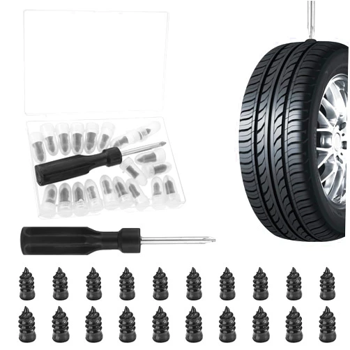 Psyqtsuary Tire Repair Rubber Nail, 21 Pcs Vacuum Tire Mending Nail Self-Service Tyre Repair Screws with Screwdriver Tyre Repair Kit for Car Motorcycle Bicycle Truck Tractor ATV Tire Puncture Repair (10S+10L)