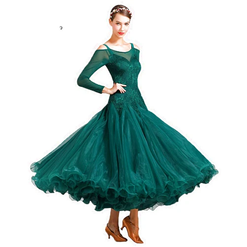 ORIDOOR Exquisite lace Ballroom Dance Waltz Tango Standard Competition Dance Dress