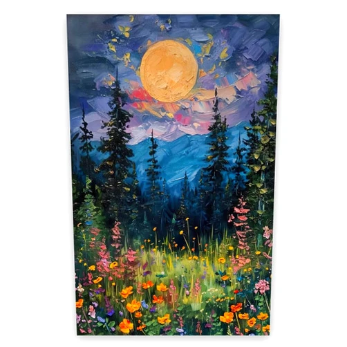 JQZylvtix Moon Canvas Wall Art, Vintage Posters, Wildflowers and Woodland Art Prints, Nature Oil Paintings, Flowers and Trees Pictures Living Room Bedroom Wall Decor8x12in Unframed, style