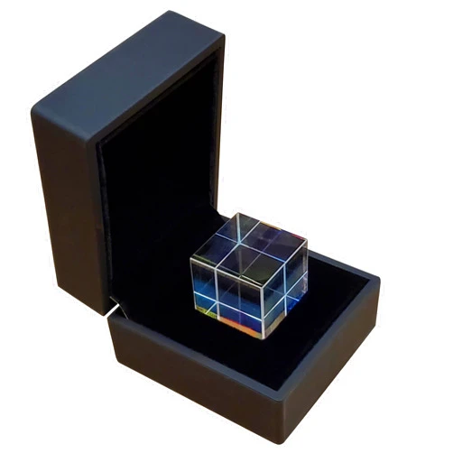 Labnique 25 mm Glass Cube Prism, RGB Dispersion Prism, X-Cube, Dichroic Cube with Hinged Gift Box, for Teaching of Optics, Photo Effects, and Decoration