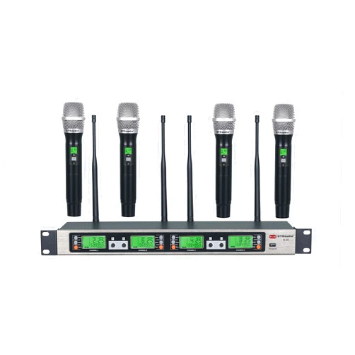 GTDaudio GTD Audio UHF 4 x100 Selectable Frequency Channel Professional 4 Hand-held Wireless Microphone Mic System B-33H