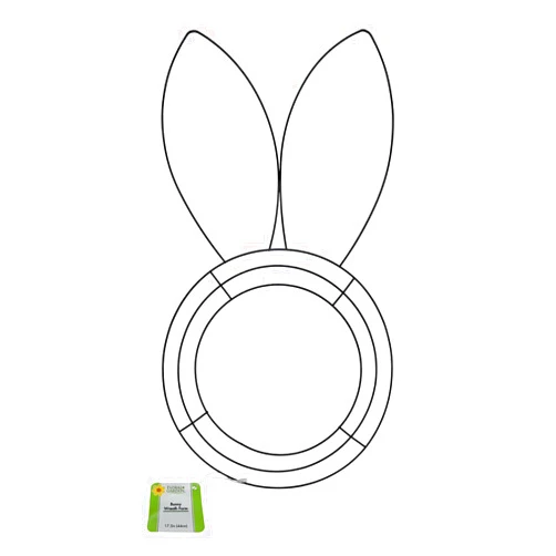 Craft Supply Floral Garden Easter Bunny Head Shaped Wire Wreath Form - 9.5 x 17 Inches, Black