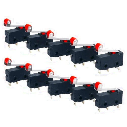 HiLetgo 10pcs Micro Limit Switch KW12-3 AC 250V 5A SPDT 1NO 1NC Micro Switch Normally Open Close Limit Switch with Roller Lever Arm Black