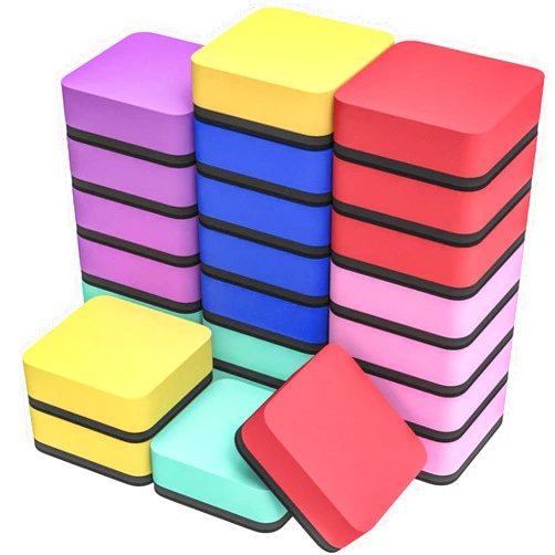 MaxGear 24 Pack Dry Erase Erasers, Magnetic Whiteboard Dry Erasers for Classroom, Mini Whiteboard Cleaning Pads, Chalkboard Wiper Teacher Supplies for School, Office, Home, 6 Color, 2 x 2 Inch