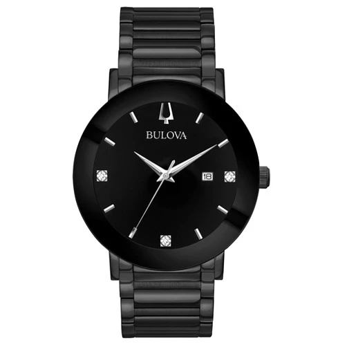Bulova Men's 3-Hand Quartz Watch with Diamond Dial and Edge to Edge Crystal