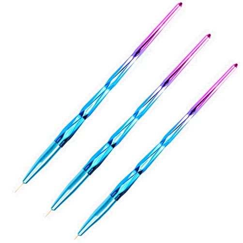 WOKOTO 3Pcs Nail Liner Brush Set 7mm 9mm 11mm With Gradient Mermaid Color Handle Drawing Painting Uv Gel Acrylic Pen Manicure Nail Art Tool