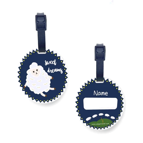 Setgo Cute Animal Name Tag for Kids, Plastic Backpack Tag, Set of 2, Customized Tag – Great for Boys and Girls at School Daycare Kindergarten (Sheep)