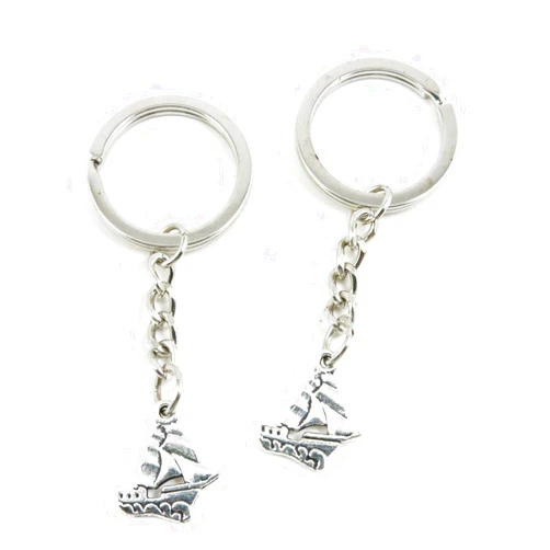 COLORDAYS CHARMS 50 x Keychain Keyring Key Ring Chain Jewelry Findings B1EE1 Sailboat Sailing Boat