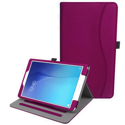 Fintie Case for Samsung Galaxy Tab E 9.6 2015 (Model SM-T560/T561/T565/T567), Corner Protection Multi-Angle Viewing Stand Cover with Pocket, Purple
