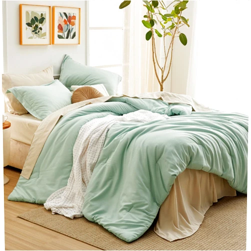 Bedsure Queen Comforter Set - 7 Pieces Sage Green Queen Bedding Set for All Seasons, Boho Contrasting Design Bed in a Bag with Comforter, Sheets, Pillowcases & Shams