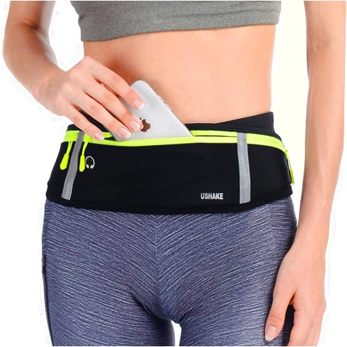 USHAKE Slim Running Belt, Workout Fanny Pack for Men Women,Exercise Waist Pack for Apple iPhone Holder, Runner Belt for Running Walking Cycling Camping Gym