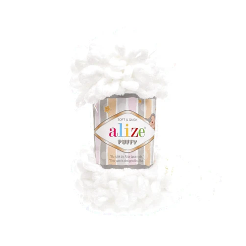Alize Puffy Baby Blanket Yarn - Lot of 5 Skeins, 500gr, 50yds - 100% Micropolyester Soft Super Chunky Bulky Woven Worested for Hand Knitting (55)