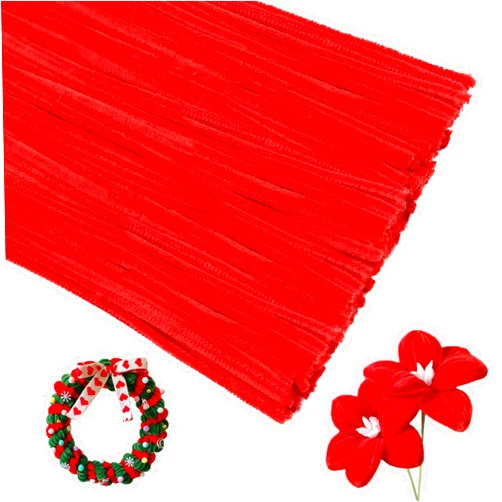 Iuuidu 150 Pieces Pipe Cleaners Chenille Stem, Red Craft Pipe Cleaners,DIY Craft Fuzzy Sticks,Pipe Cleaners Bulk for Arts and Crafts, Xmas Home Mother's Day Decoration