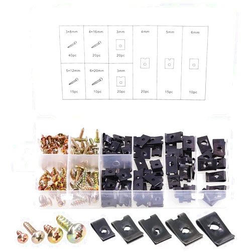 Rustark 170 Pcs U-Clip and Screw Assortment Kit 9 Sizes Auto Car Clips Fasteners with Screws Set in Store Case for Bumper Dash Door Panel Interior