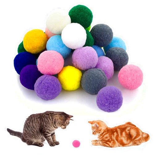 Molain Large Cat Toy Balls, Soft Cat Balls 1Inch Kitten Pom poms Ball Cat Play Toy (30 Pcs)