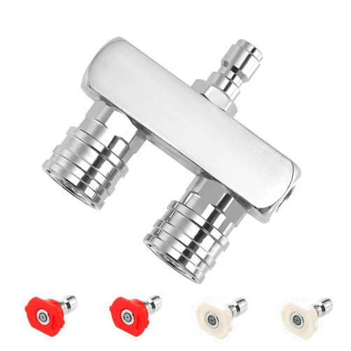 EZALOR Pressure Washer Tips, 2-in-1 Power Washer Nozzle Tip, Dual Pressure Washer Nozzle with 4PCS Pressure Washer Spray Nozzles(0 Degree Red & 40 Degree White), 1/4 Inch Quick Connect, 5000 PSI