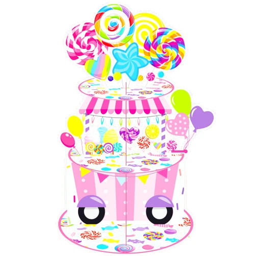 C L cooper life Candyland Cupcake Stand for Candyland Birthday Party Decoration 3 Tier Sweet Candy Cupcake Holder Lollipop Theme Dessert Tower for Candyland Theme Party Baby Shower Supplies