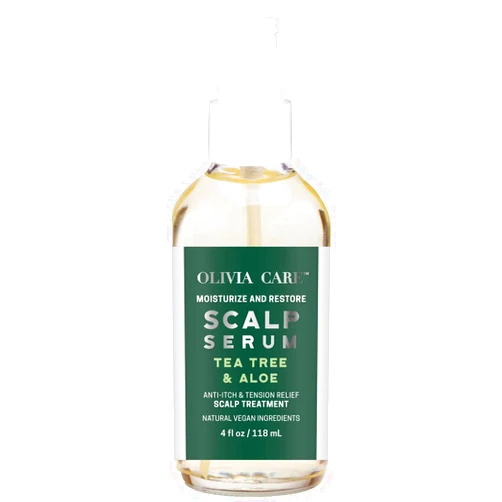 Olivia Care Tea-Tree & Aloe Scalp Serum - Natural & Vegan Ingredients - Moisturize & Anti-Itch Treatment - Stimulate Hair Growth & Repair Damage - 4 FL OZ
