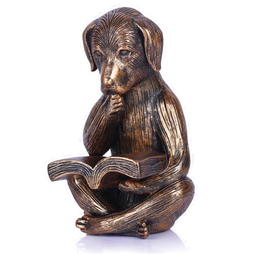 Oliruim Reading Dog Decor Figurines - Whimsical Resin Vintage Animal Statues Nick Nacks for Shelves Decor, Reading Room, Bookshelf, Library, Office, Unique Gifts for Dog Lovers