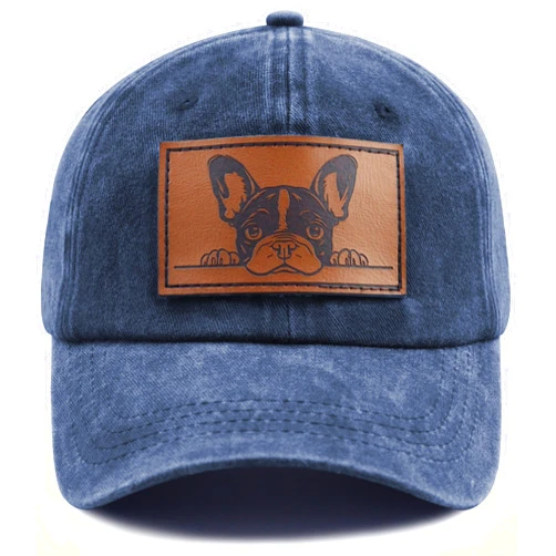 Czantyyn Peking French Bulldog Hats for Women Men, Adjustable Cotton Bulldog Decor Leather Patch Baseball Cap