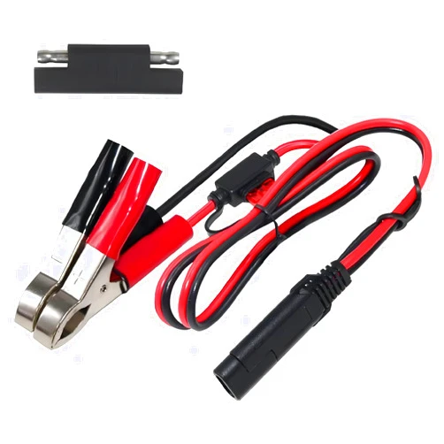 KUNCAN SAE to Battery Alligator Clip - KUNCAN 1.5FT 12V SAE 2Pin Quick Disconnect Cable SAE to Battery Clamp Cord 7.5A Fuse (1 Pack)
