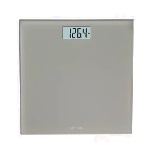 Taylor Digital Scales for Body Weight, 350 LB Capacity Bathroom Scale, 11.0 x 11.0 Inch Durable Glass Platform, Battery Powered, Easy to Read, Gray