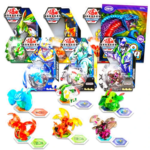 Bakugan Balls Toys 6 Pack for Battle Arena - Bundle with 6 Bakugan Battle Brawlers Balls Action Figures Plus Temporary Tattoos | Bakugan Party Supplies for Boys