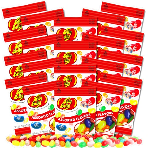 Sweetzo 20 Mini Packs of Assorted Flavor Jelly Beans, Individually Bagged Easter Egg Fillers, Bulk Chewy Candy