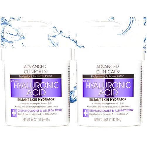 Advanced Clinicals Hyaluronic Acid Moisturizer Body Cream W/Vitamin E | Hydrating Cream & Body Lotion For Women & Men To Help Improve Look of Wrinkles, Dry Skin, Crepey Looking Skin, 16OZ, 2-Pack